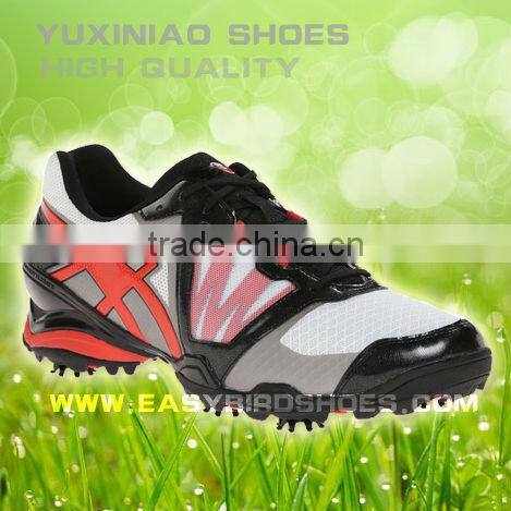 fashion rubber golf sports shoes brand name, high top golf shoes spike with genuine leather for business