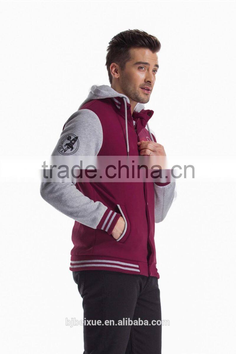 High quality supplier wholesale cotton fleece fashion plain zipper gym custom printed hoodies