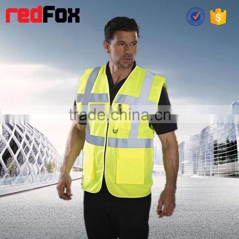 high visibility reflective safety vest with custom logo in stocks