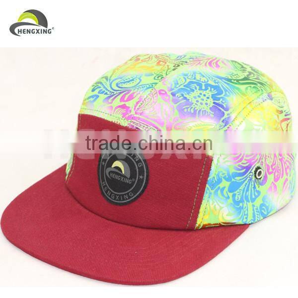 Custom floral 5 panel snapback hats wholesale,5 panel hat sewing pattern