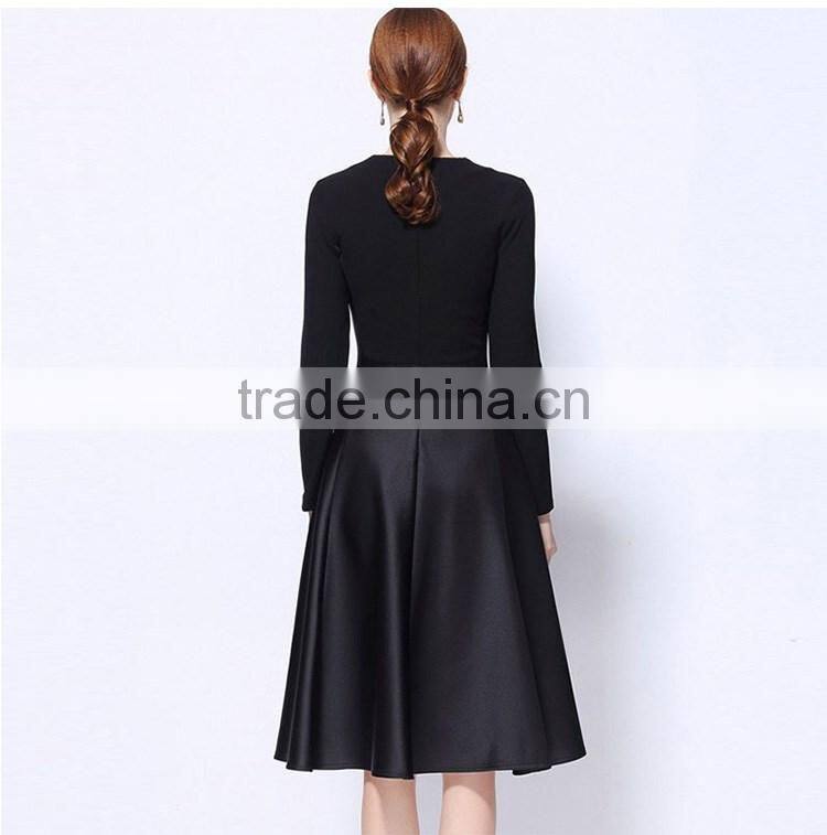 Maxnegio 2017 Fashion Elegant Office Lady Dress Long Sleeve Loose Dress