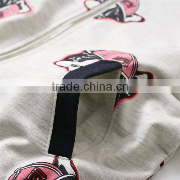 Spring round neck print baseball jacket for woman