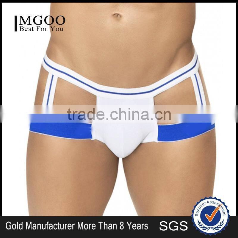 New Arrival Fashion Elastic Band Jockstraps Underwear Bottom Price Blue White Cotton Inflatble Thongs