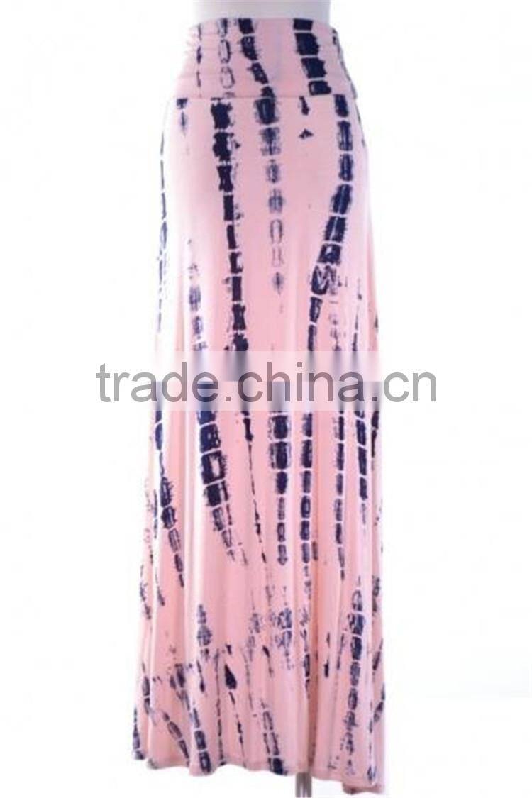 MGOO Custom OEM Women Tie Dye Maxi Skirt Knitted Wrap Around Skirts Vivid Print Ladies Long Skirts