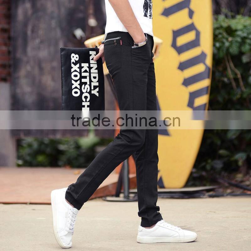 Fashion men's casual trousers solid color Slim Straight (902)