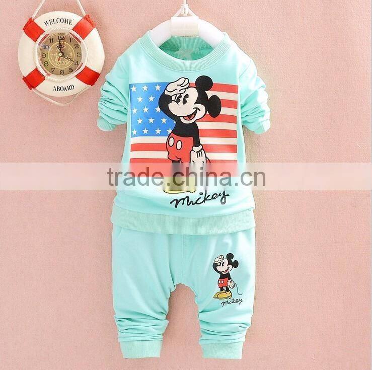 HOT SALE spring autumn baby boy girls print cartoon brand character T-shirt+pants 2 sets kids fashion clothes baby sports suits