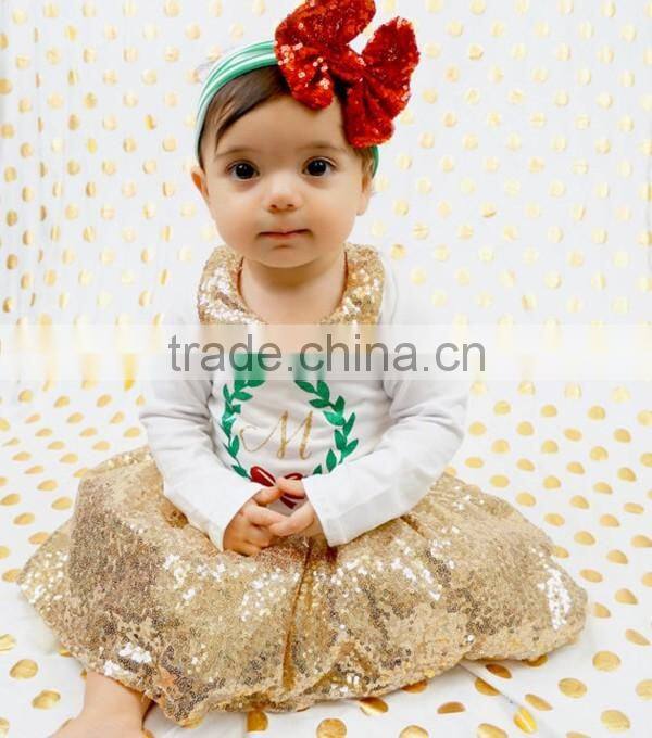 Baby Girls Christmas Outfits Stana Baby Toddlers Sequins Collar Tops And Skirt Sets Infant Girls Personalized Outfit