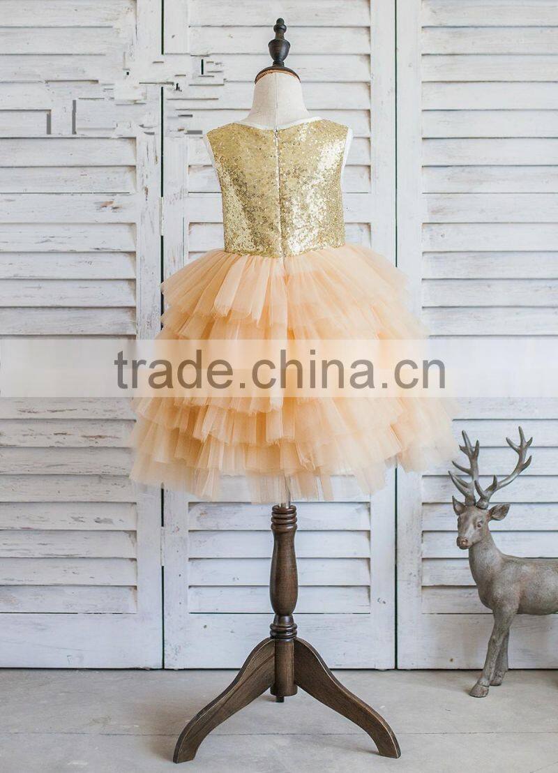 Wholesale Children's Boutique Flower Girls Dresses Sequin Tutu Dress Chindren Wear