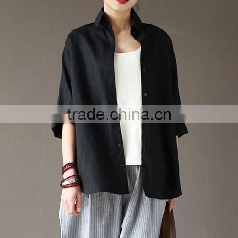 Z&M linen fabric blouse women plus size t shirt custom t shirt for women