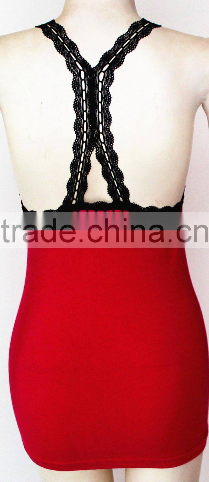 seamless women lace racer back tank top