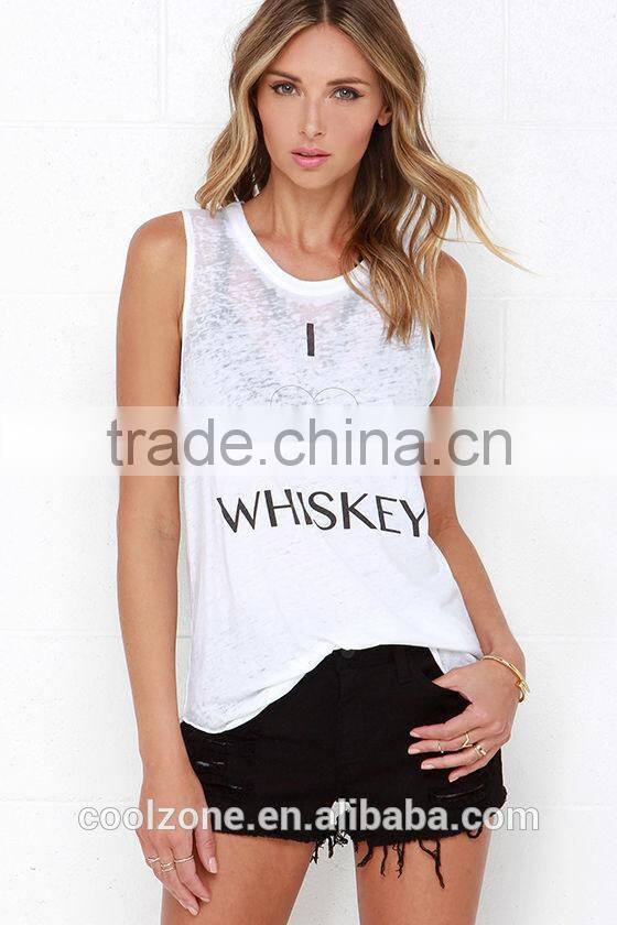 2015 Women new design letter print custom muscle tee/shirt