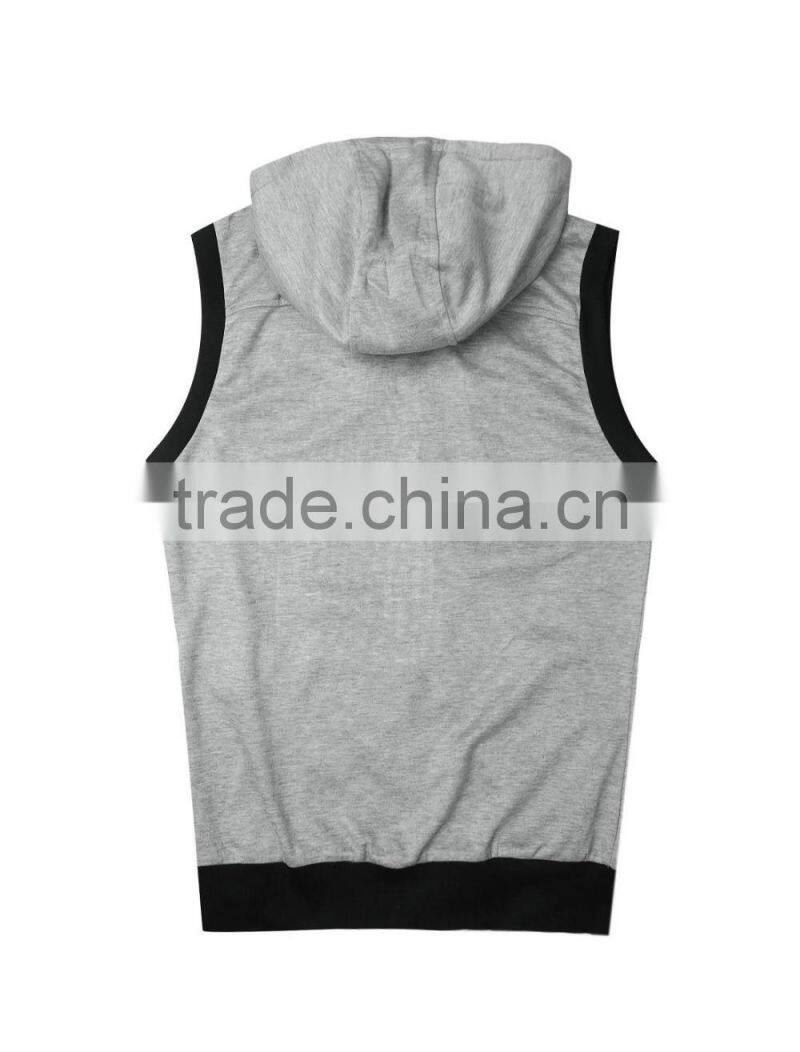 Men's Zip Up Hoodie Casual Heather Grey Hooded Vest/Sleeveless Hoodies