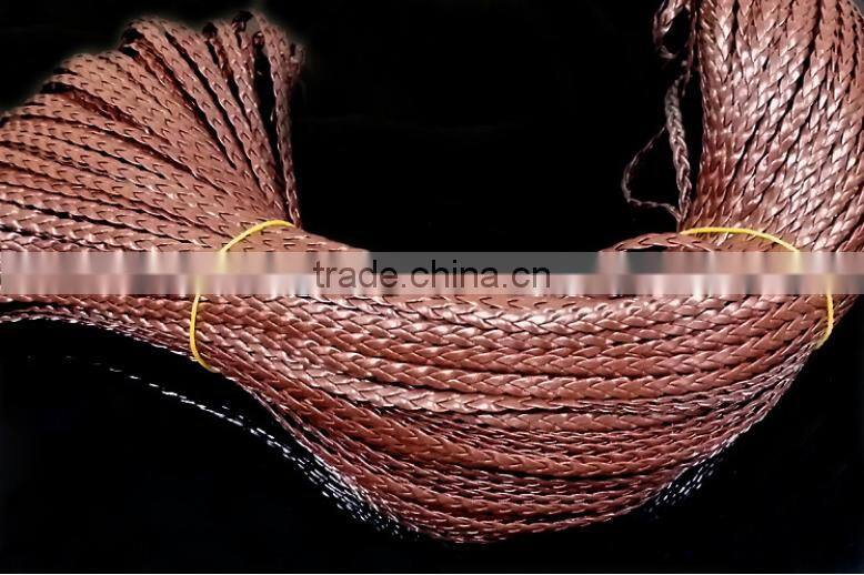 DIY jewelry wire PU leather rope color braided rope wholesale three strands braided 5mm flat leather rope (100 m / roll)