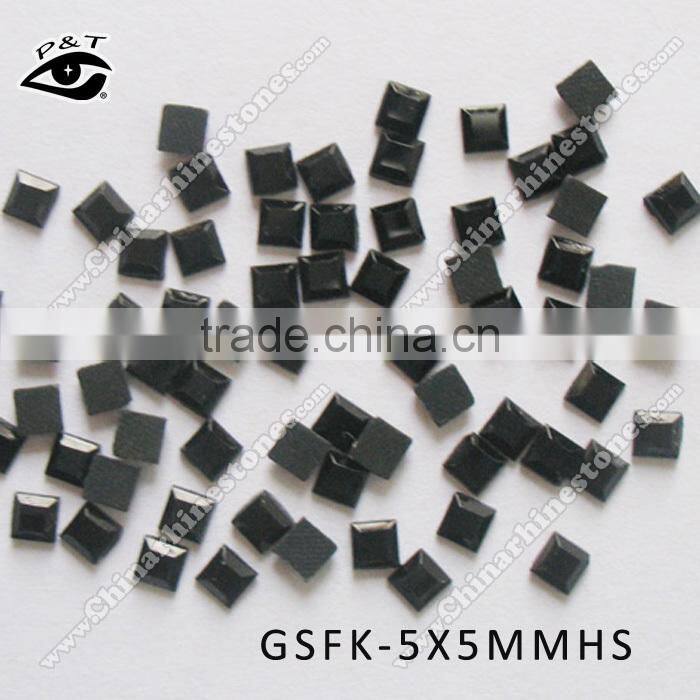 Iron on square shape rhinestone 5x5mm black rhinestone hot fix crystal for garment