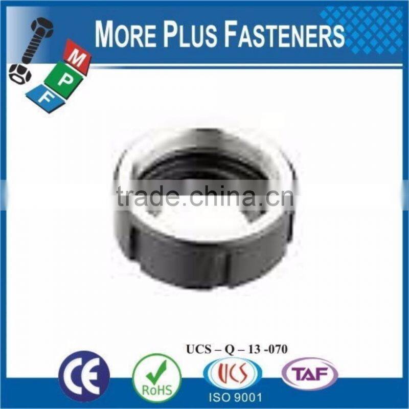 Made in Taiwan Hook Spanner Metric Fine Nylon Insert Round Type Black Phosphate Slotted Steel Round Spanner Nut