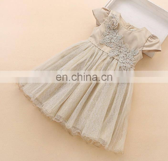Vintage Champagne Flower Girl Dress Baby Tutu Tulle Dress Bridesmaids Christening Gown