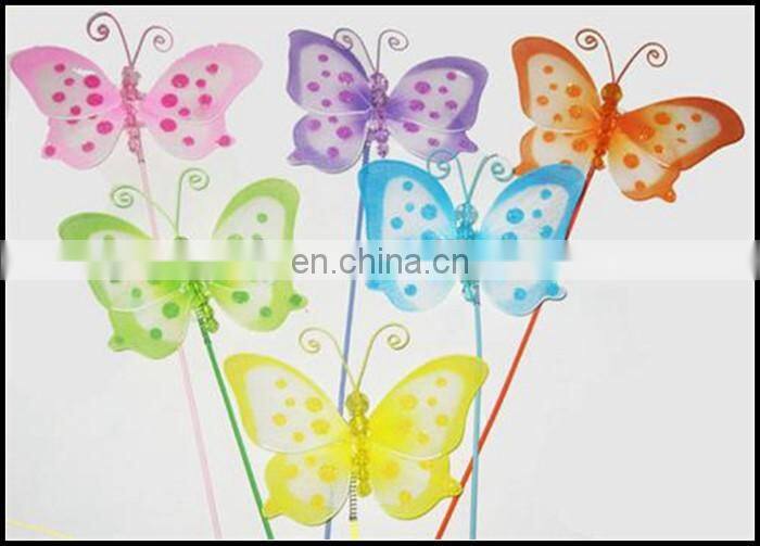 Spring series artificial nylon paint butterfly stick garden decoration