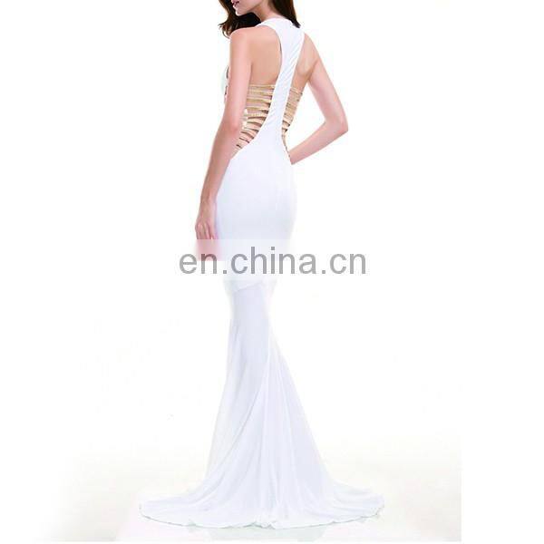 Sexy V-Neck white Cut Out Maxi Dress