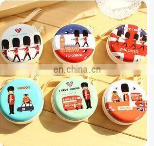 British Royal Police Round Steel Coin Box Purse Tin Box Earphone Storage Bag Small Wallet Pencil Case