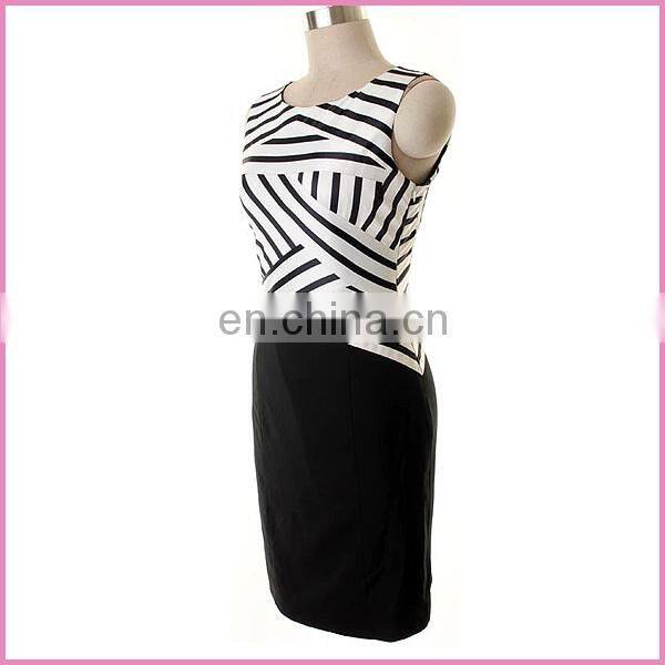 top striated tank patched black black OL dress elastic short dress