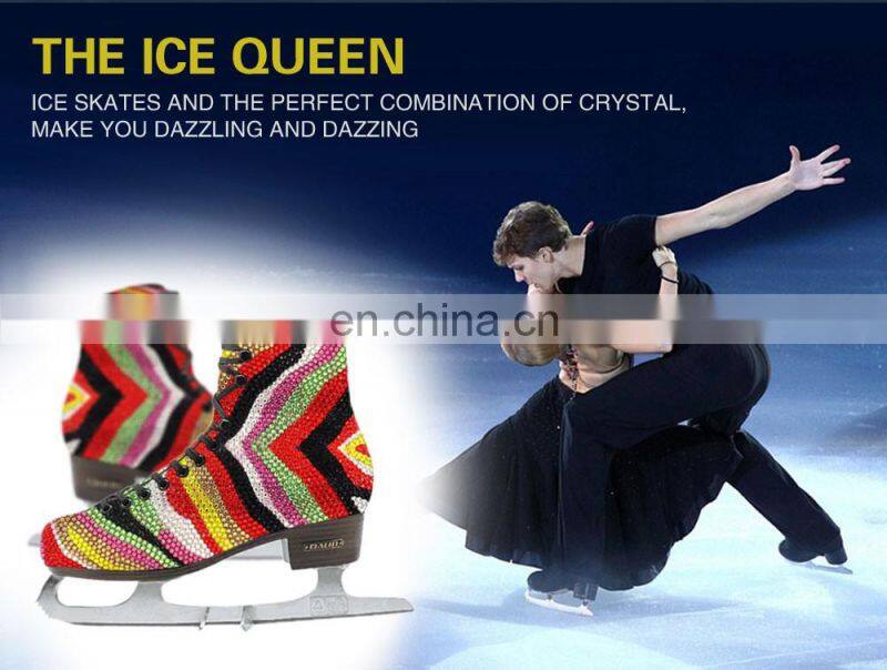Aidocrystal hot sale butterfly pattern crystal covered ice skating shoes,ice dancing shoes,figure skating shoes