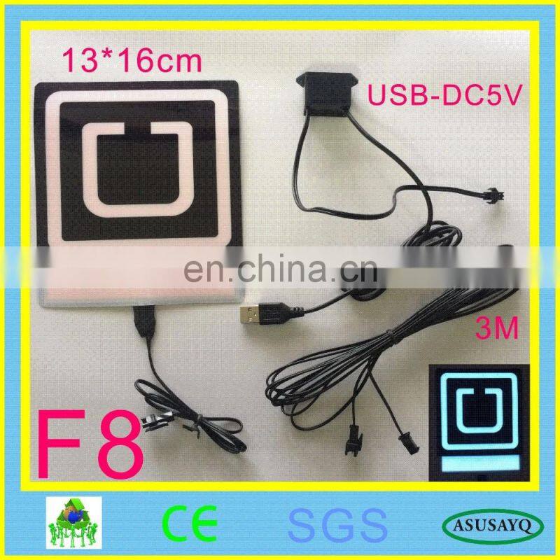 Uber el flashing car sticker glow car sticker on can window with 2AA battery inverter free shipping new uber