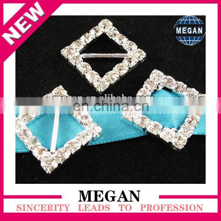 Fashion fancy rhinestone custom round bar buckles for invitation ribbon slider