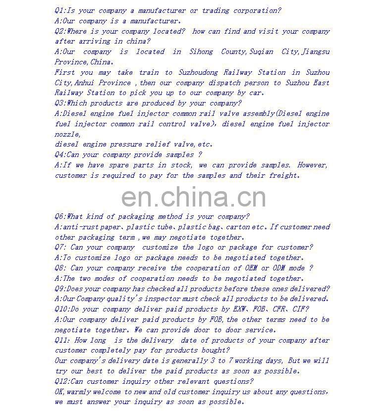 Made in Sihong County of Jiang su Povince diesel fuel injector  engine common rail valve assembly FOOV C01 033