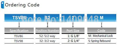 GOGO ATC 2 position Pneumatic manual 3 way valve TSV98321-M Port 1/8" BSP hand control valve with Mechanical lock