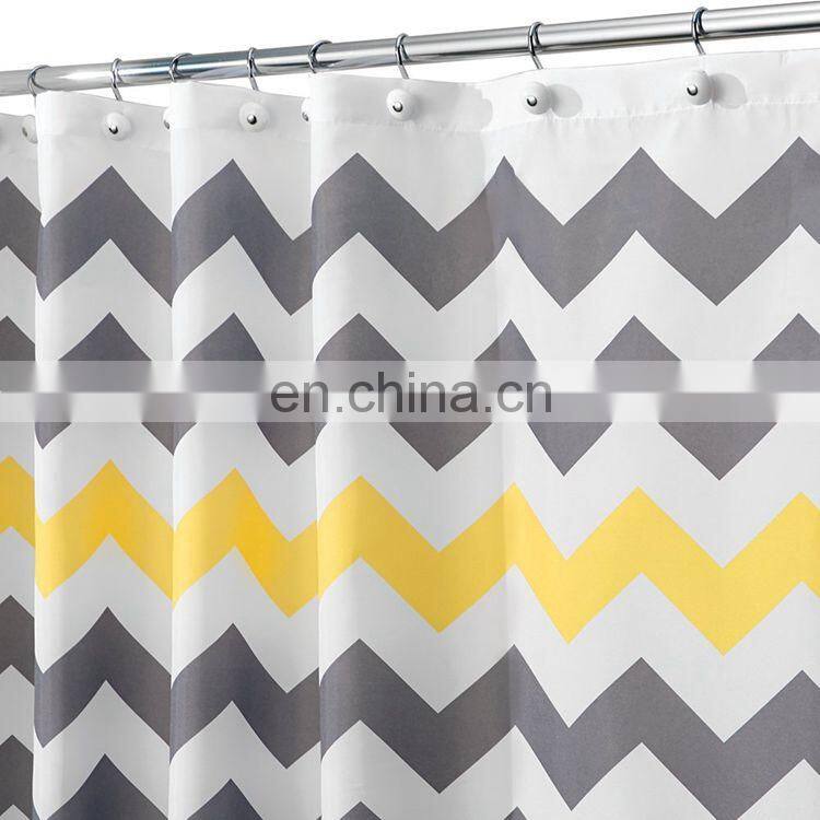 Two tone waterproof polyester wave design shower curtain