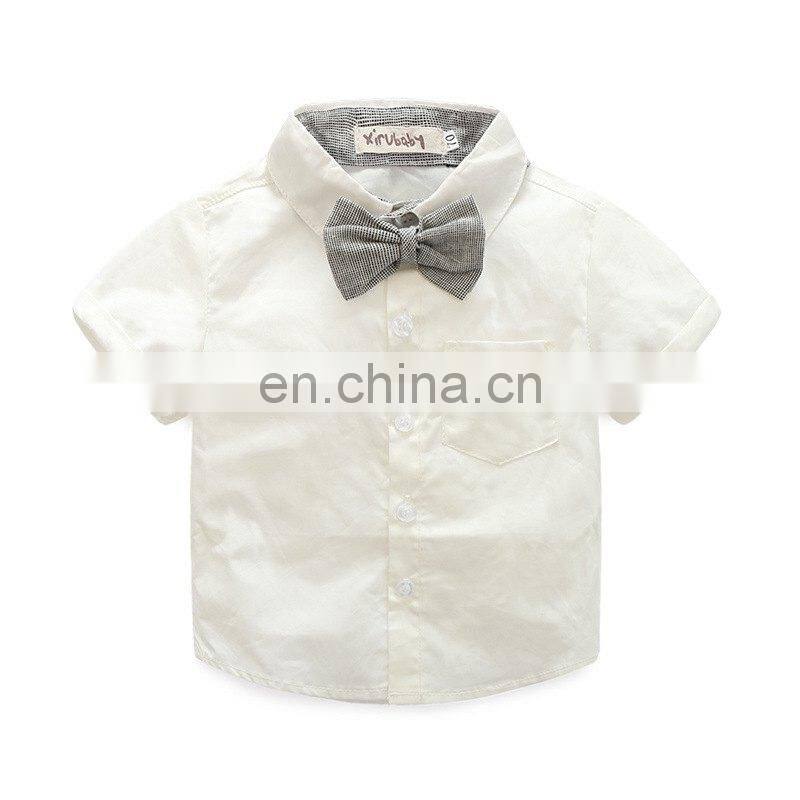 2019 SUMMER KIDS gentleman bowknot blouse with suspender shorts 3PC SET newborn baby clothing sets