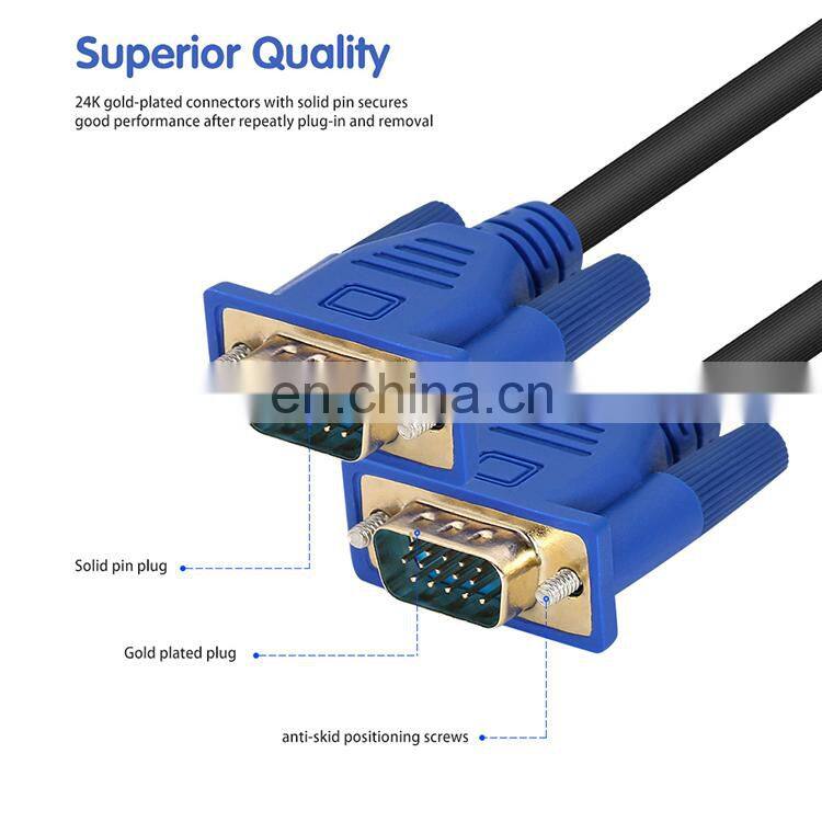 10m male to male vga 9pin cable specification WITHOUT screws