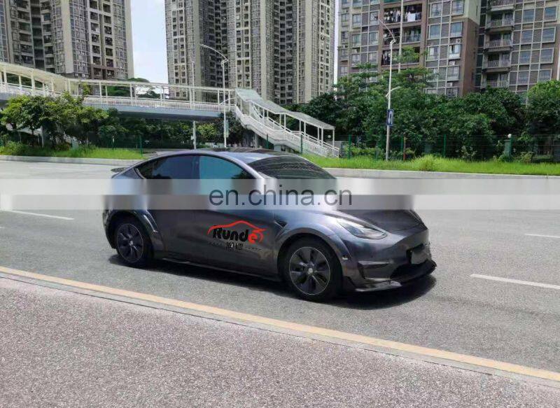 Runde Carbon Fiber Material Body Kit With Front Lip Side Skirts Wheel Eyebrow Rear Diffuser Spoiler For 2019+Tesla model Y body kit