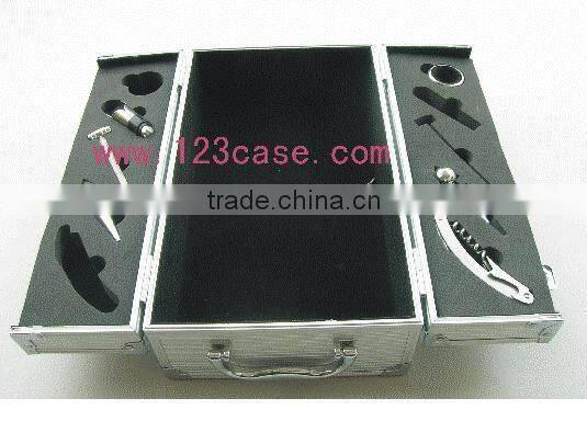 aluminum profile fireproof shell wine carrier case with lock and handle