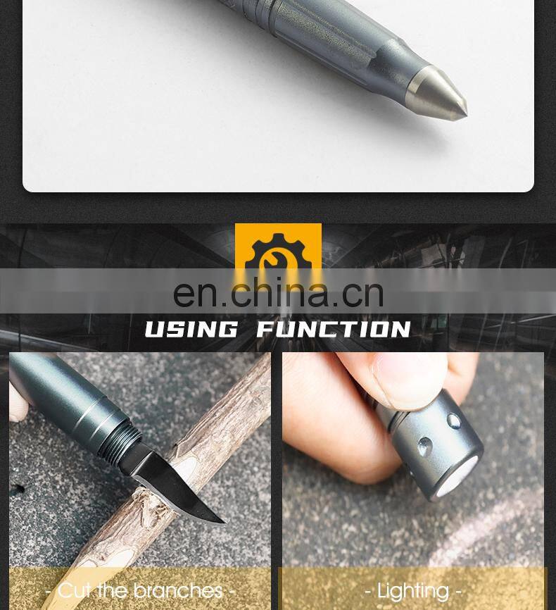 High quality outdoor multi-functional defensive equipment defensive equipment tactical pen with lamp tools