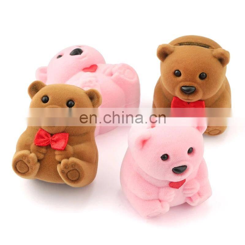 lovely Velvet gift box cute bear jewelry box wedding ring box Necklace Ring Case Earrings Holder for jewelry display