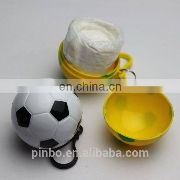 Plastic Emergency Rain Disposable Raincoat with Golf Ball and Keychain