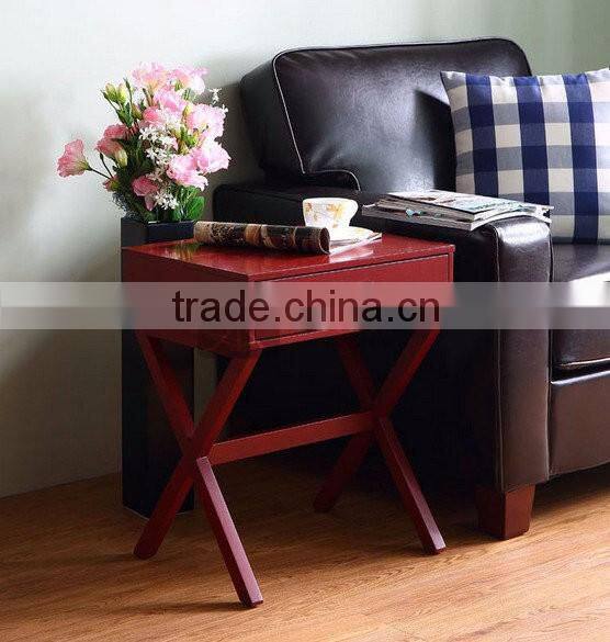CT-059 Living Room X Leg Sofa End Table Deisgn With Drawer