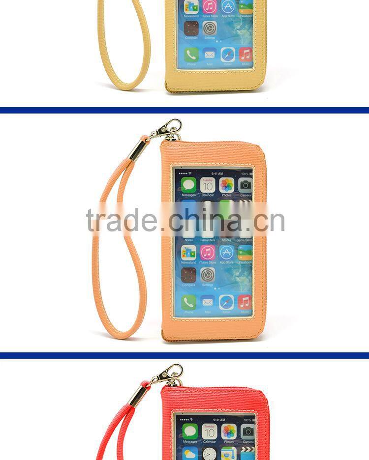 Girlish Leather Wallet Bag For IP6 With Hand Strip