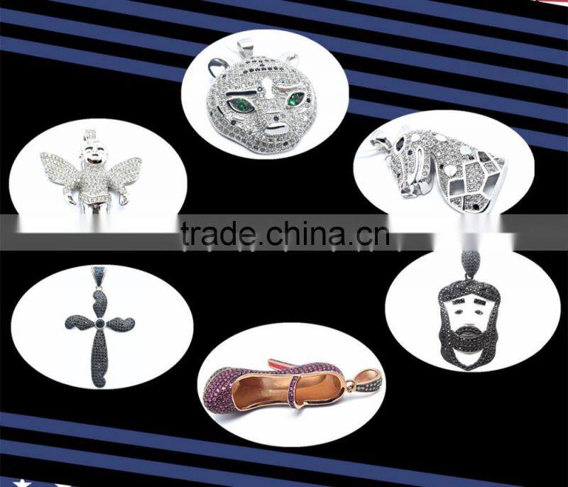 Hot and fashion hip-hop jewelry for boys pendants white gold plated silver fish design pendant