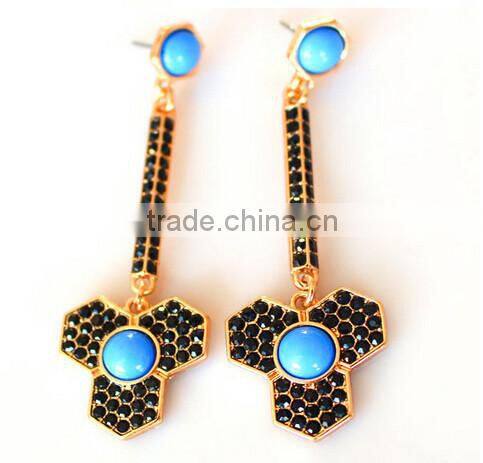 2015 New Drop Earring Gold Dangle Earrings For Women Costume Jewelry Fashion Brincos Celebrity Style Rihanna blue Acrylic cc
