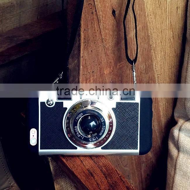 For iPhone 6S/6SPlus 3 in 1 Fashion design Creative Silicone Camera Back Case Cover With Strap red