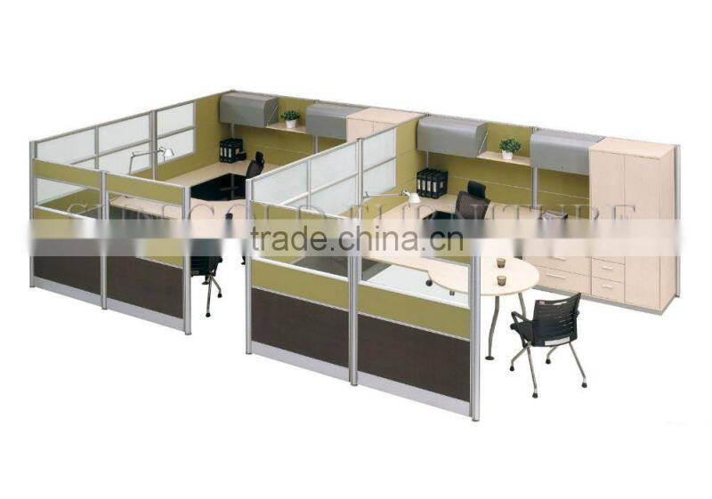 Wood curved office partition for 2 person with drawer (SZ-WST695)