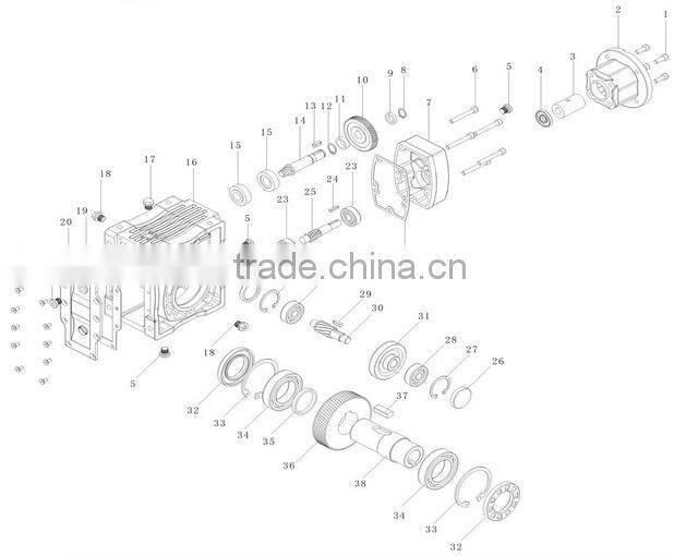 WAH75C Hypoid Gear Reducer with output shaft