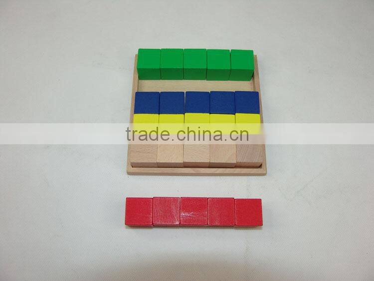 Preschool Educational Teaching Aids Wooden Toy 25pcs Cubes With Tray Education Sets