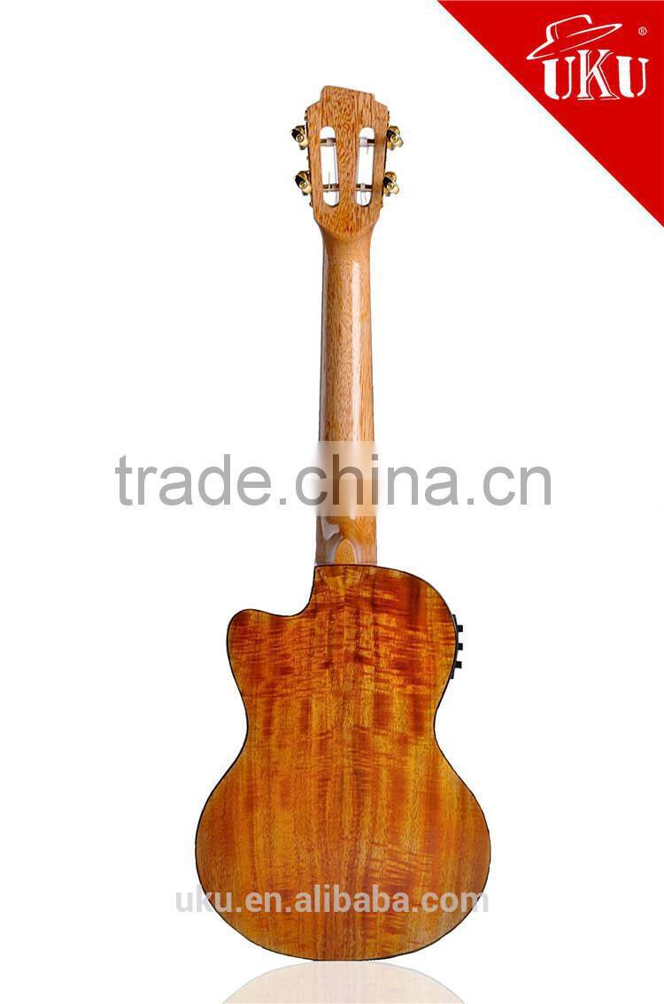 China wholesale special two holes soundhole tenor acacia wood ukulele classical headstock