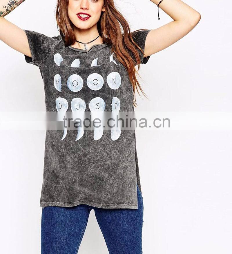 Moon dust t-shirt lady fashion dress design summer 2016 apparel supplier