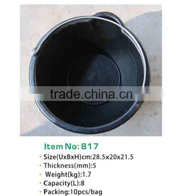 recycled rubber bucket,flexible rubber pail with steel handle