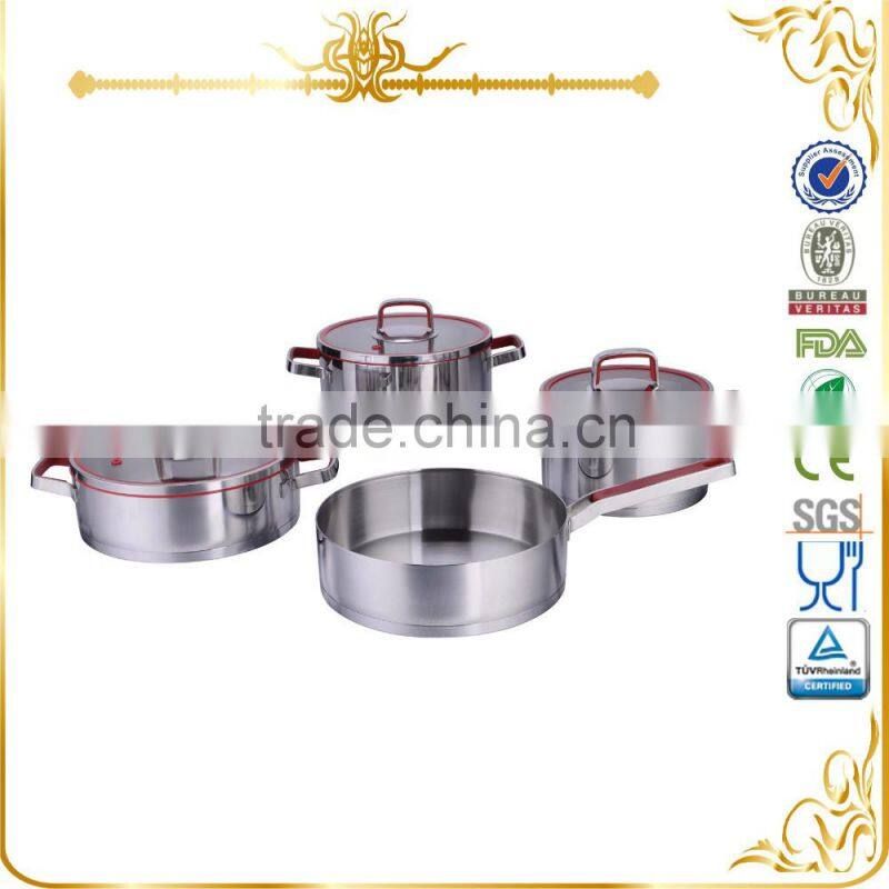 2016 MSF Newest design high quality straight body cookware set with silicone ring glass lid and handle MSF-3945R