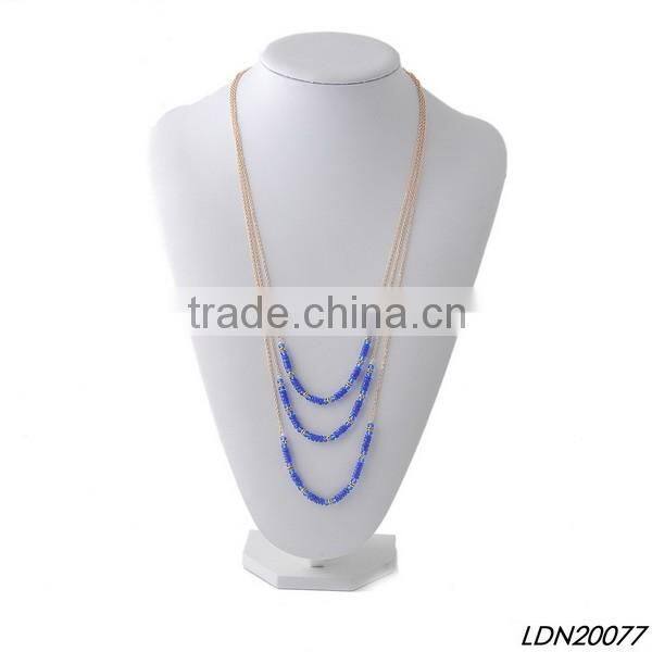 Gold tube with crystal fashion necklace silver tube with crystal necklace